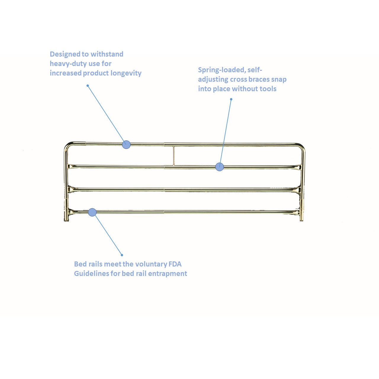 Invacare Item 6629 Chrome Plated Full Length Bed Rail