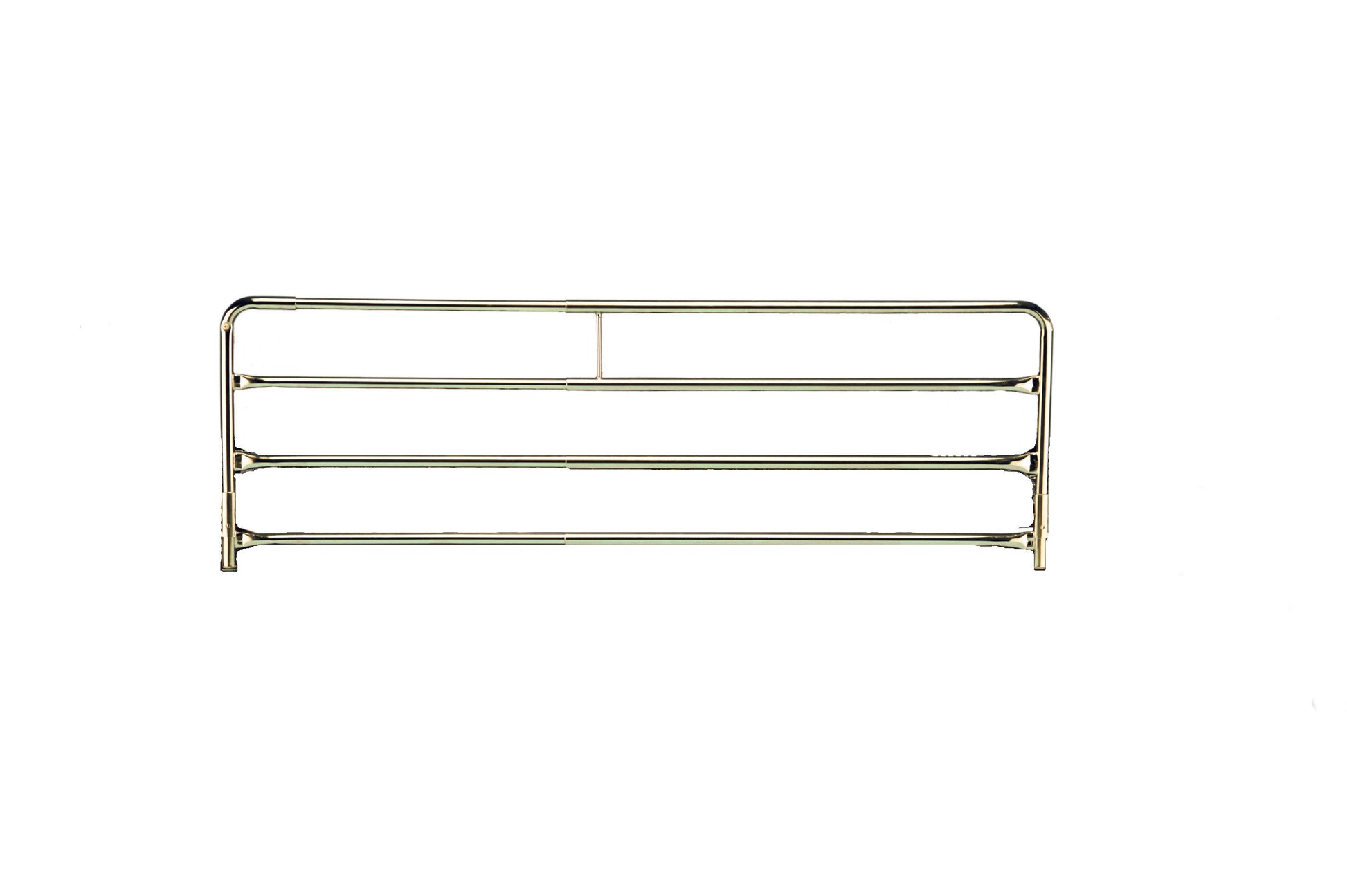 A full view of Invacare item number 6629, a chrome-plated full-length bed rail against a white background.
