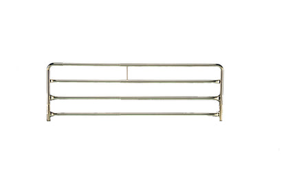 A full view of Invacare item number 6629, a chrome-plated full-length bed rail against a white background.