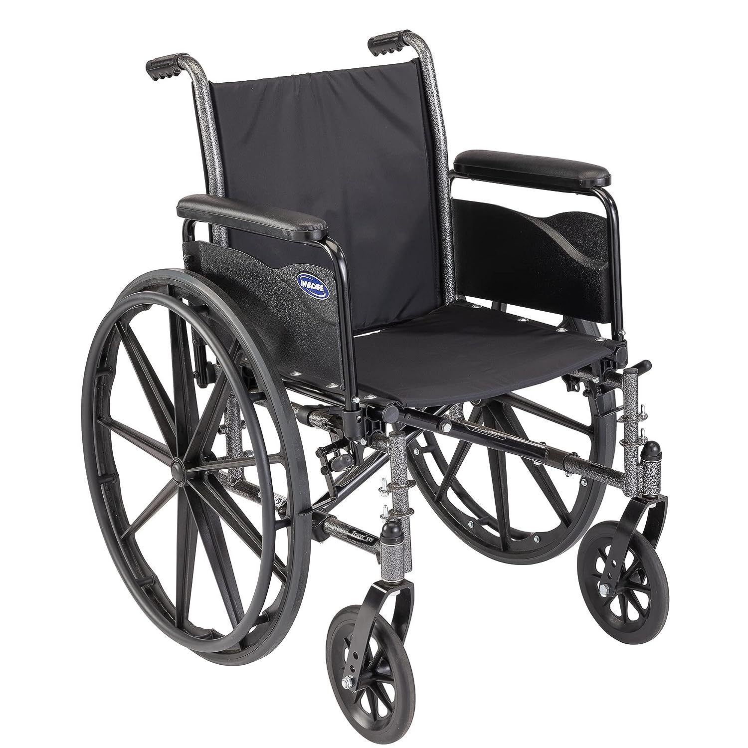 Invacare's Tracer SX5 wheelchair for adults with full-length armpads and no footrests.  The image is against a white background.