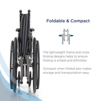 Invacare Essentials Tracer EX1 Wheelchair| Foldable| Swing-Away Footrests & Desk Length Arms| 16, 18, 20  Inch Seat