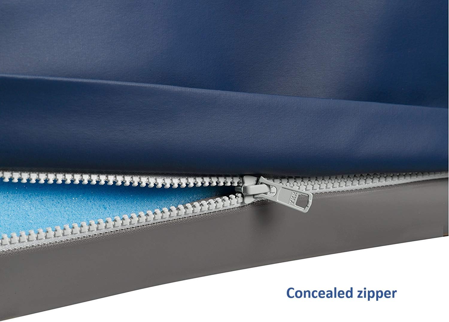Invacare's Softform Premier Hospital mattress, item number IPM1080 displays a concealed zipper.  The image is against a white background.